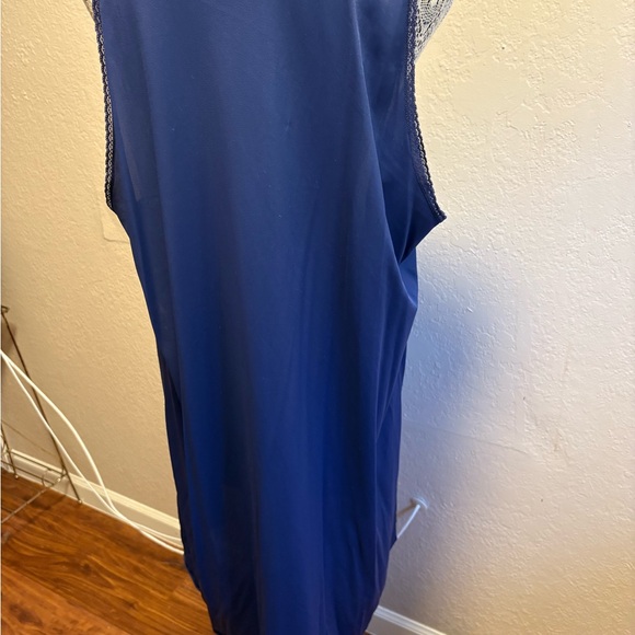 VANITY FAIR Vtg Size Xl Navy Blue Chiffon Nylon Below Knee 90s Y2K - Picture 8 of 8